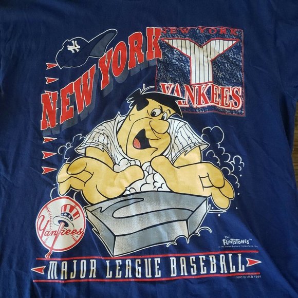 New York Yankees Vintage 1994 Flintstones Double Sided Print Shirt Size XL RARE - Picture 11 of 12